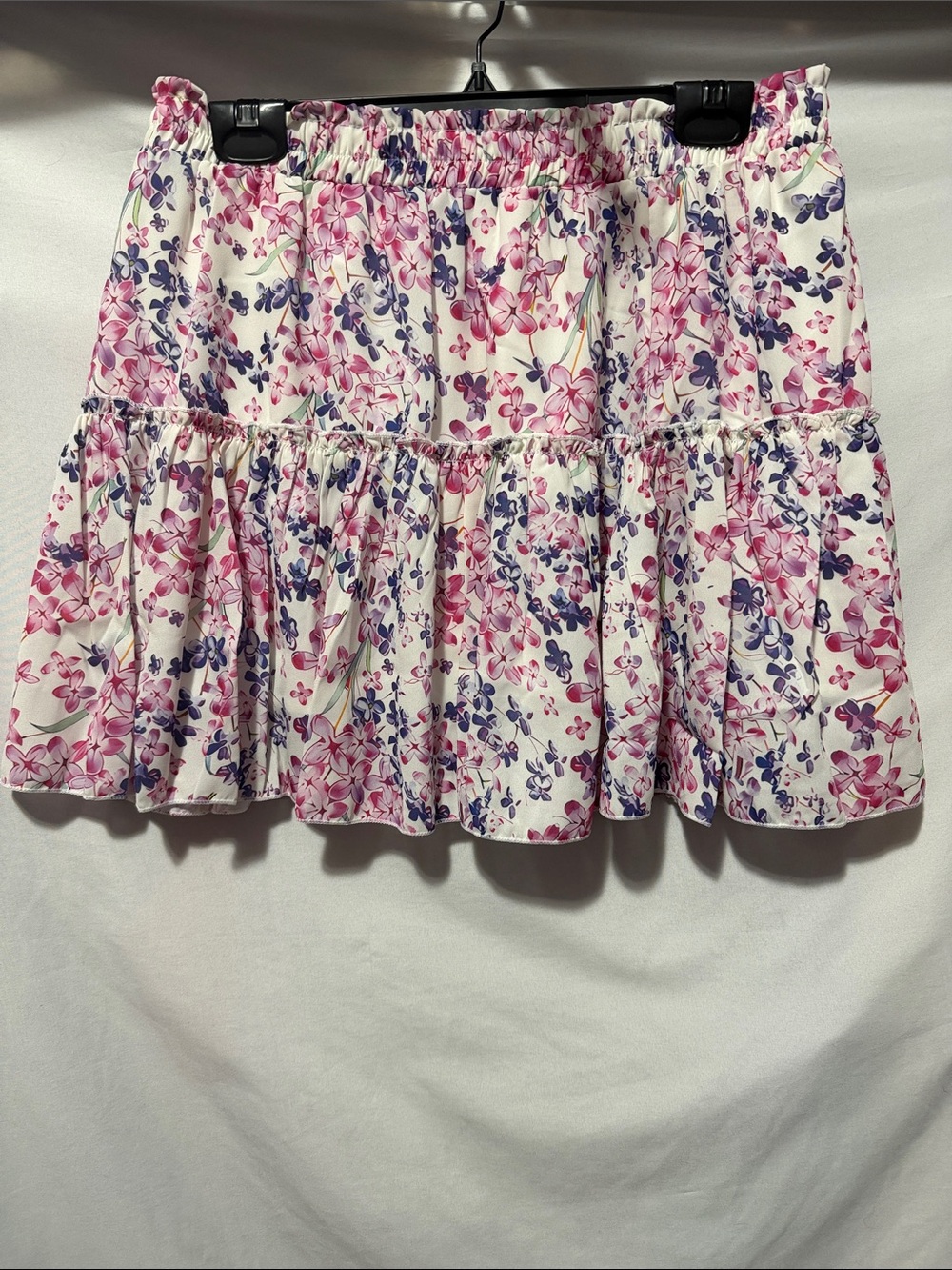 Floral Tiered Skater Mini Skirt - Pink & Purple